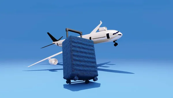 Luxus Trevel Illustration Von Flugzeugen Büchern Karten Koffern Und Bleistiften — Stockfoto