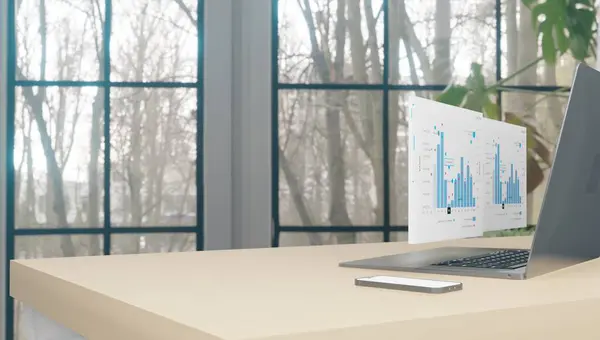 Datenerkenntnisse Freisetzen Computer Mit Dynamischem Bildschirm Veranschaulicht Gerenderte Animation Der — Stockfoto