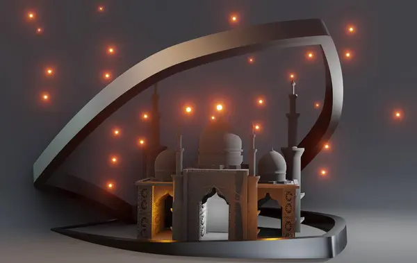 Cami Kralı Müslüman Kürsüsünü Güzel Güzel Bir Beyaz Arkaplan Ile — Stok fotoğraf