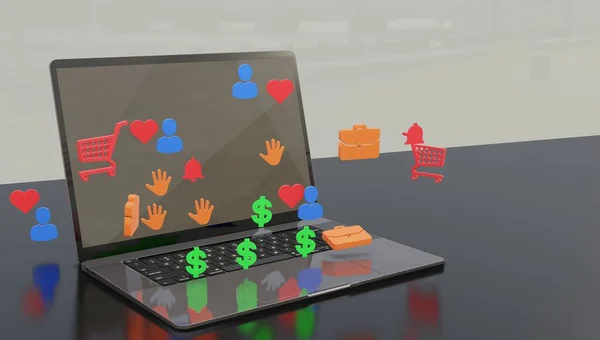 dizüstü bilgisayar 3d illüstrasyon, web veri analizi seo ai gösterge paneli progamlama metrik kullanıcı adı