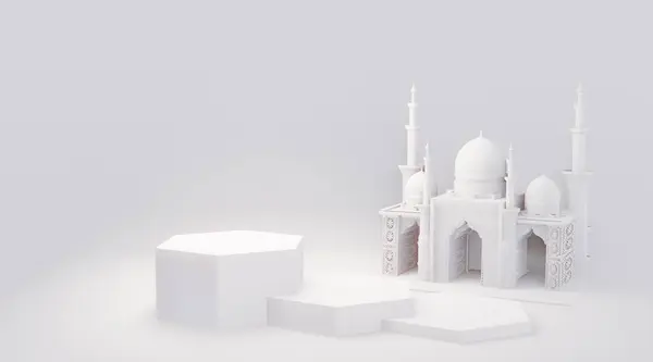 Die Majestät Der Moschee Verleiht Dem Muslimischen Podium Einen Wunderschönen — Stockfoto