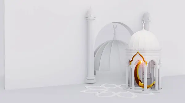 Majesteit Van Moskee Geef Het Moslimpodium Een Mooie Mooie Witte — Stockfoto