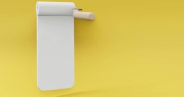 Boya fırçası beyaz bir telefon ekranı yaratıyor ve daha sonra telefon ekranında hareket eden ve dönen bir satış sepeti çıkarıyor.