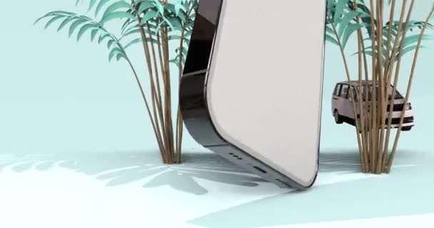 Wideo Ilustracja Letnich Wakacji Plaży Obiektów Telefonu Komórkowego Ekrany Się — Wideo stockowe