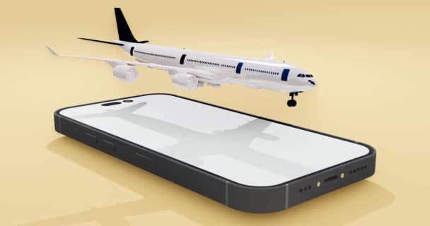 Отдых Мобильной Видео Иллюстрацией Выше Один Самолет Летит После Вынуть — стоковое видео