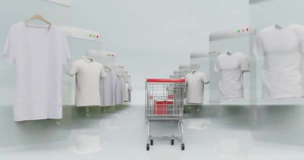 Illustration Vidéo Avec Thème Trolley Qui Bouge Montre Quelques Shirts — Video