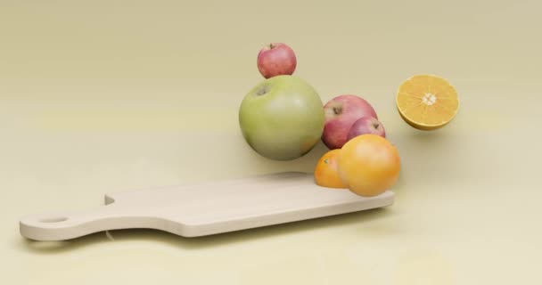 Program Dietă Sănătoasă Coș Plin Fructe Proaspete Nutritive Ilustrație Video — Videoclip de stoc