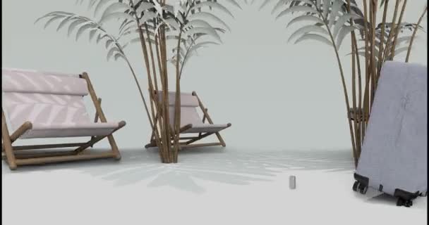 Video Illustration Des Sommerurlaubs Strand Mit Handy Objekten Und Bildschirmen — Stockvideo
