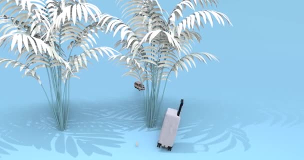 Ilustración Video Vacaciones Verano Playa Con Objetos Teléfono Móvil Pantallas — Vídeos de Stock