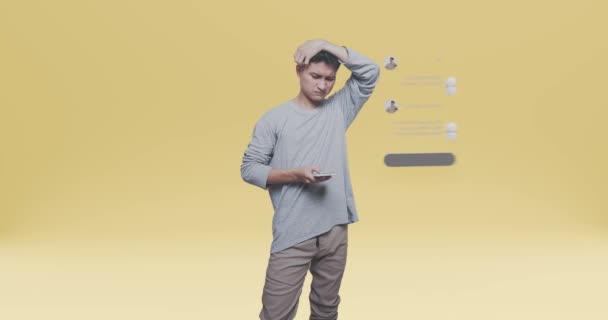 Video Untuk Iklan Dengan Tema Pose Orang Bingung Dengan Digital — Stok Video