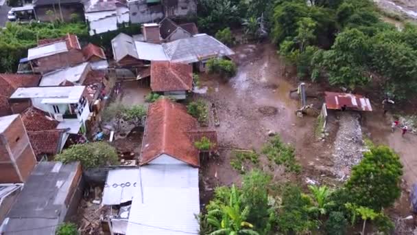 Ázsiai Falvak Fenti Lakóterületekről Lakosok Tevékenységéről Készült Drónvideók Bemutatásával — Stock videók