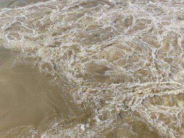 Murky Nehri 'nin Dalgalı ve Beyaz Köpüklü Hızlı Akışı