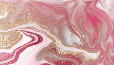 Mermer soyut akrilik zemin. Mermer çizim dokusu. Dalgalanma şablonu. Altın tozu.