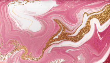 Mermer soyut akrilik zemin. Mermer çizim dokusu. Dalgalanma şablonu. Altın tozu.