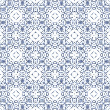 Dekoratif renk seramik azulejo fayansları. Vektörsüz suluboya desenli. Modern tasarım. Mavi halk baskısı, web arkaplanı, yüzey dokusu, havlular, yastıklar, duvar kağıdı.