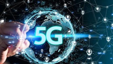 İş, Teknoloji, İnternet ve ağ konsepti. 5G ağ kablosuz internet yüksek hız bağlantısı.