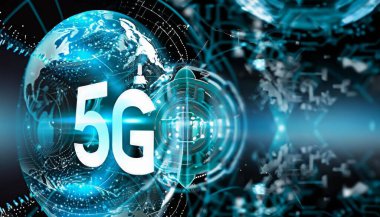 Şehir planında 5G ağ hologramı