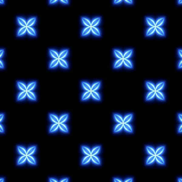 Nahtloses Muster Mit Abstrakten Blauen Lichtern Auf Schwarzem Hintergrund — Stockfoto