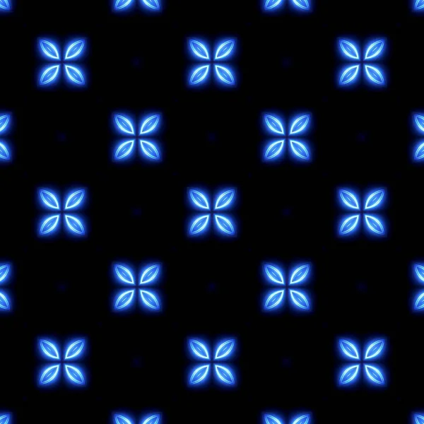 Sömlös Mönster Med Abstrakt Blå Ljus Svart Bakgrund — Stockfoto