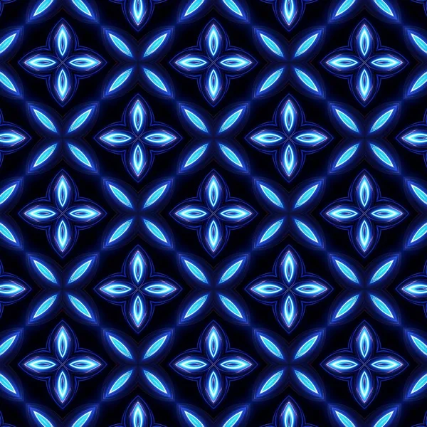 Απρόσκοπτη Μοτίβο Αφηρημένα Μπλε Φώτα Μαύρο Φόντο — Φωτογραφία Αρχείου