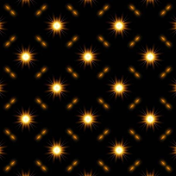 黒い背景に金色の星を持つシームレスなパターン — ストック写真