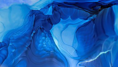 mavi ve beyaz soyut arkaplan, el çizimi alkol boyası, sıvı mürekkep tekniği