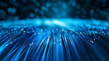 fiber optik ağ kablosu mavi bokeh arkaplan ile kapatın