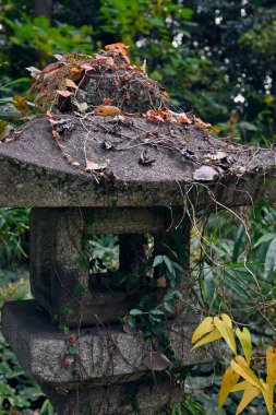 Yapraklarla oyulmuş geleneksel Japon feneri.