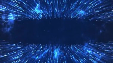 Neon ışıkları kalp tüneli parçacıklarını sever arka plan, sihirli parçacıklar ışık sütunları altın hareket eden zemin, hareket eden parçacıklar