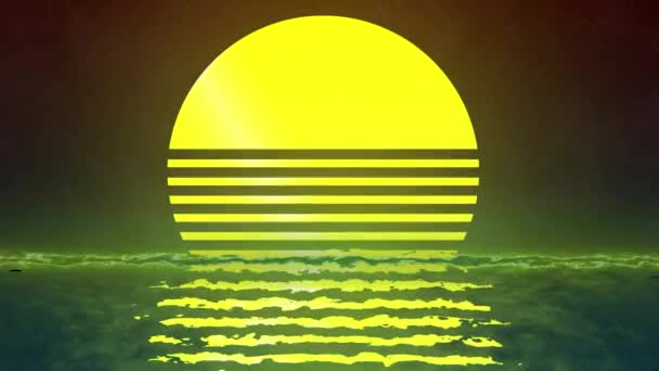 海と太陽のレトロ効果 — ストック動画