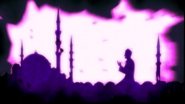 夜のモスクのモスク — ストック動画