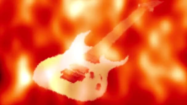 Guitar Flames Red Fire Background Music — Stock Video