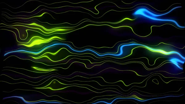 Πολύχρωμες Φωτεινές Γραμμές Μαύρο Διανυσματική Απεικόνιση Του Γυαλιστερού Κύματος — Φωτογραφία Αρχείου