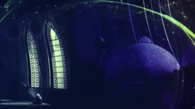 İnsanlar din, Tanrı konsepti, orijinal fotoset, kutsal bir tapınaktaki insanlar, soyut arka planda 