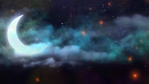 夜空の星が雲で イラスト — ストック動画
