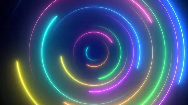 抽象カラフルな円ネオンライト背景 ベクターイラスト — ストック写真