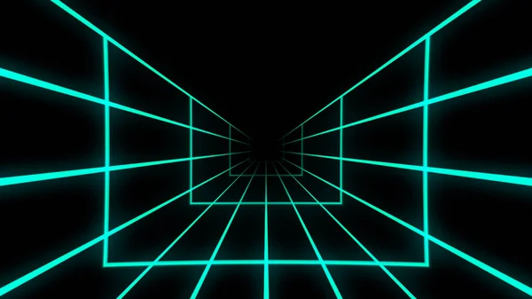 Abstrakt Neontunnel Med Neonlinjer Destruering — Stockfoto
