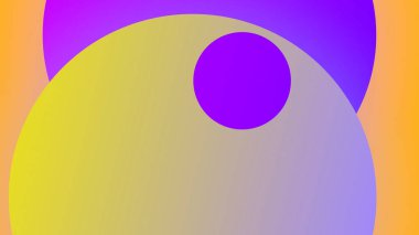 Kırmızı daireli renkli ve soyut bir resim.