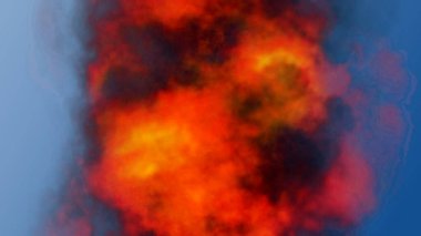 Ateş ve duman. Felaket konsepti. 3 Boyutlu Hazırlama.