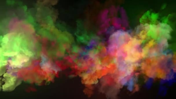 Fumo Abstrato Colorido Sobre Fundo Preto — Vídeo de Stock