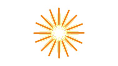 Beyaz arka planda bir yıldız ikonu olan turuncu güneş. vektör illüstrasyonu