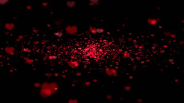 Siyah arka planda kırmızı kalpler. Sevgililer Günü arkaplanı.