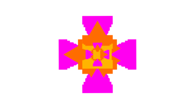 Siyah arkaplanda piksel çiçeği.