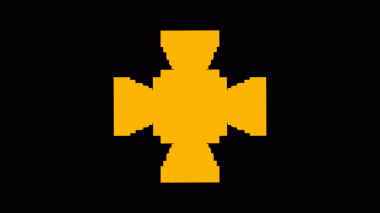 Siyah arkaplan üzerinde piksel simgesi, düz biçim tasarımı