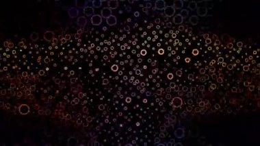 Disklerle koyu renkli vektör dokusu. Renkli çember ve çizgilerle modern soyut çizimler. Reklamlar, broşürler için desen.