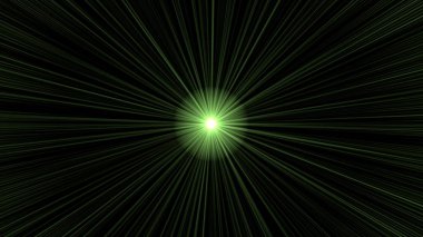 Işınlar ve yıldızlı yeşil soyut arkaplan