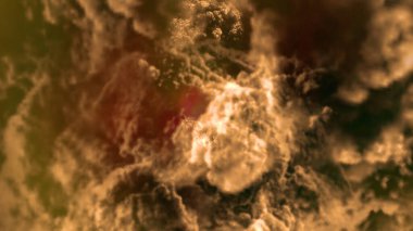 Gece gökyüzünde soyut kırmızı ve siyah bulutlar