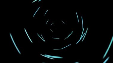 Dinamik soyut bir arka plan, kıvrımlı ışık yolları ve koyu siyah bir zemin karşısında canlı mor ve mavi renkte bokeh efektleri içerir.