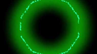 Etkileyici soyut bir video, koyu bir arkaplan karşısında canlı yeşil dairesel bir çerçeve sergiliyor.
