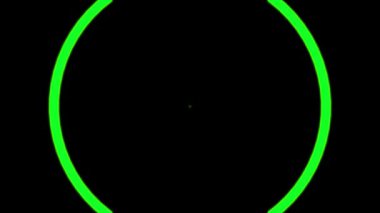 Katı siyah bir arkaplan karşısında canlı yeşil bir tonda iki eş merkezli daire içeren çarpıcı bir video.